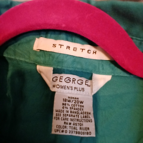 George Teal Button Down Women's Shirt - Picture 2 of 4